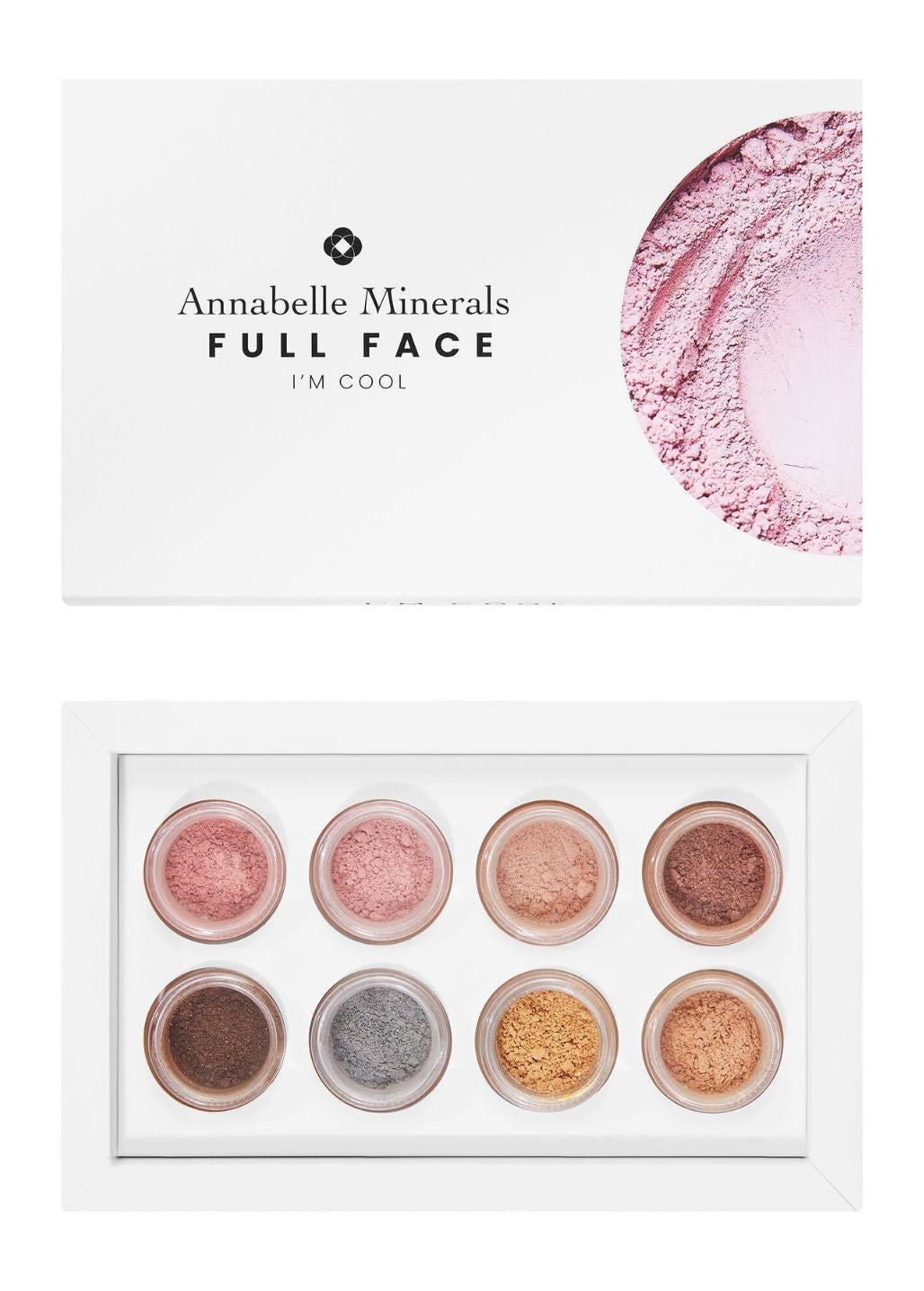 Zestaw mini kosmetyków Full Face I’m Cool Annabelle Minerals z różami, cieniami i pudrami mineralnymi