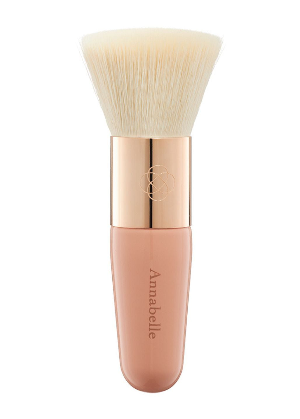 Pędzel Flat Top Annabelle Minerals z jasnym włosiem i różową rączką